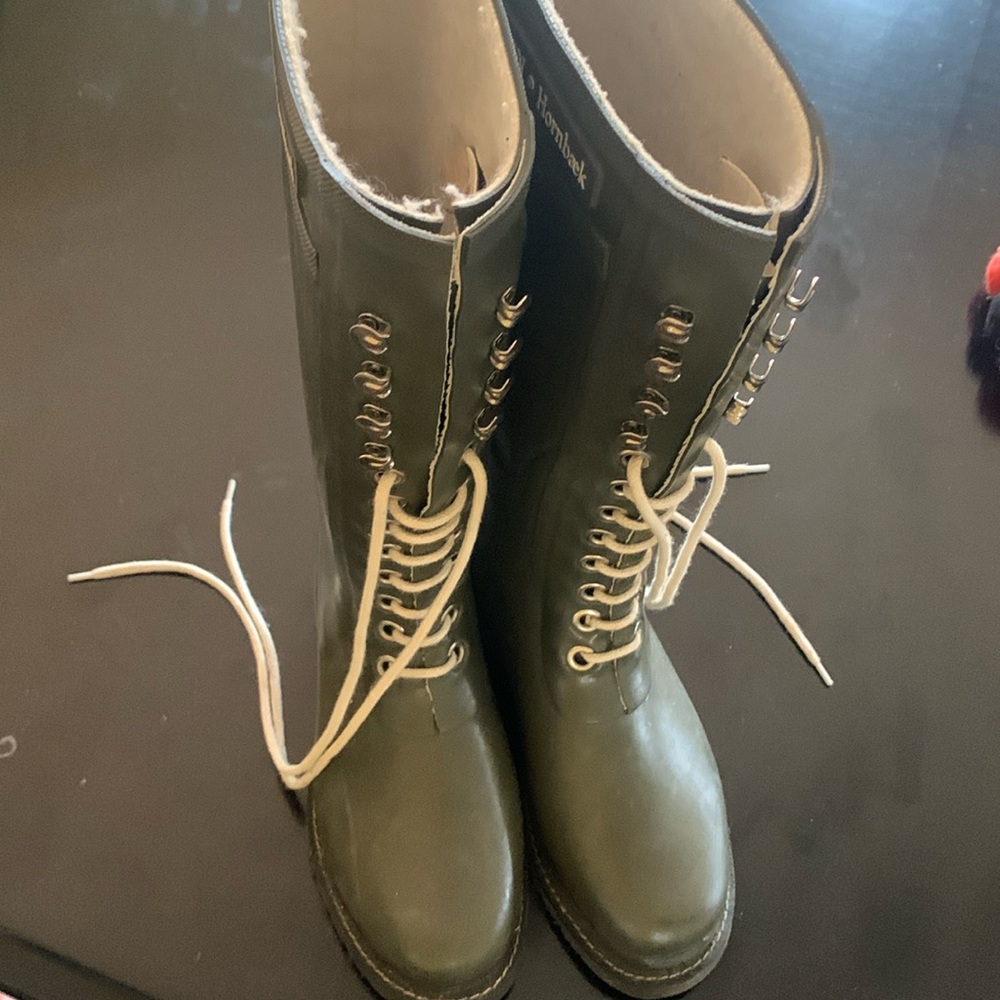 Ilse Jacobsen Hornbaek Army Green Lace Up Boots